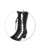 Black-white Sweet Lace Bowknot Heart-shaped Round-toe Lolita High Boots