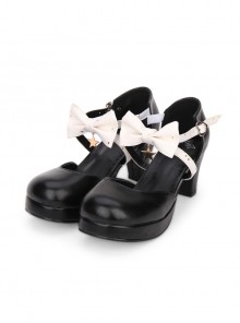 Round-toe Shallow Mouth Bowknot Star Pendant Lolita Shoes