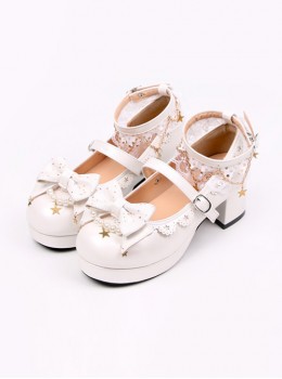Stars Pendants Bowknot Lace Classic Lolita Heel Shoes