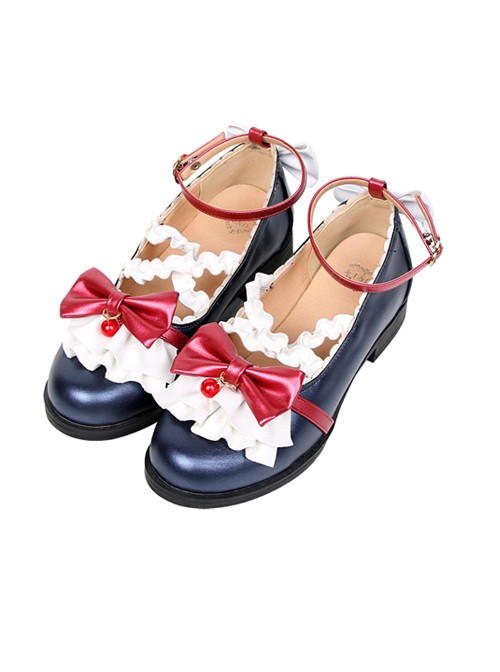 Cute Ruffle Bowknot Lolita Low-heel Shoes