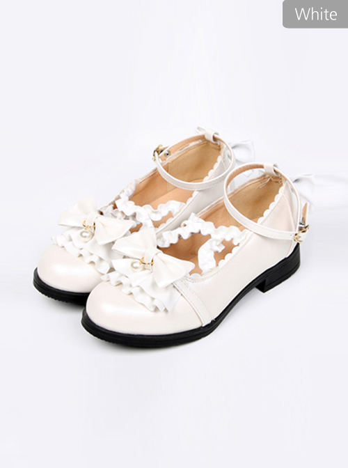 Cute Ruffle Bowknot Lolita Low-heel Shoes