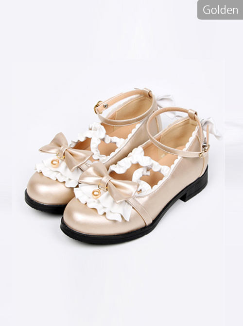 Cute Ruffle Bowknot Lolita Low-heel Shoes