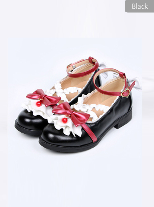 Cute Ruffle Bowknot Lolita Low-heel Shoes