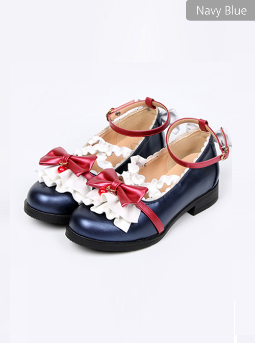 Cute Ruffle Bowknot Lolita Low-heel Shoes