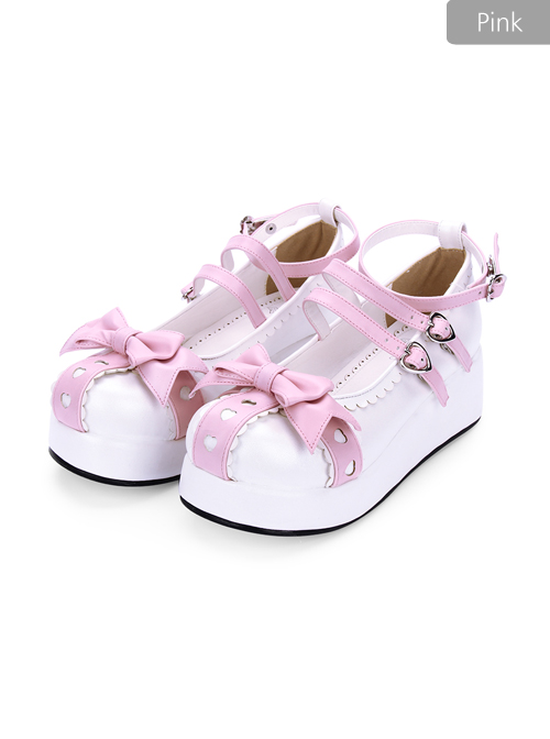 Round-toe Lace Bowknot Sweet Lolita Heel Shoes