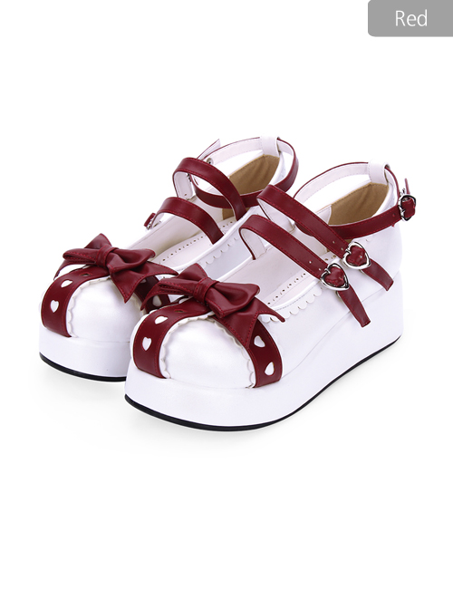 Round-toe Lace Bowknot Sweet Lolita Heel Shoes