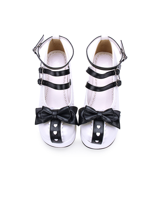 Round-toe Lace Bowknot Sweet Lolita Heel Shoes