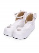 Round-toe Hollow Out Heart Decoration Sweet Lolita Pearlescent Thick Base Shoes