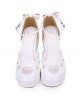 Round-toe Hollow Out Heart Decoration Sweet Lolita Pearlescent Thick Base Shoes