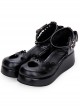 Round-toe Hollow Out Heart Decoration Sweet Lolita Pearlescent Thick Base Shoes