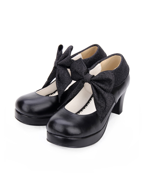 Round-toe Big Bowknot Sweet Lolita High Heel Shoes