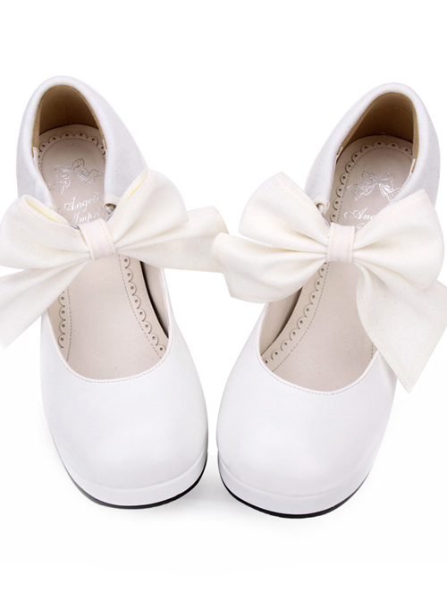 Round-toe Big Bowknot Sweet Lolita High Heel Shoes