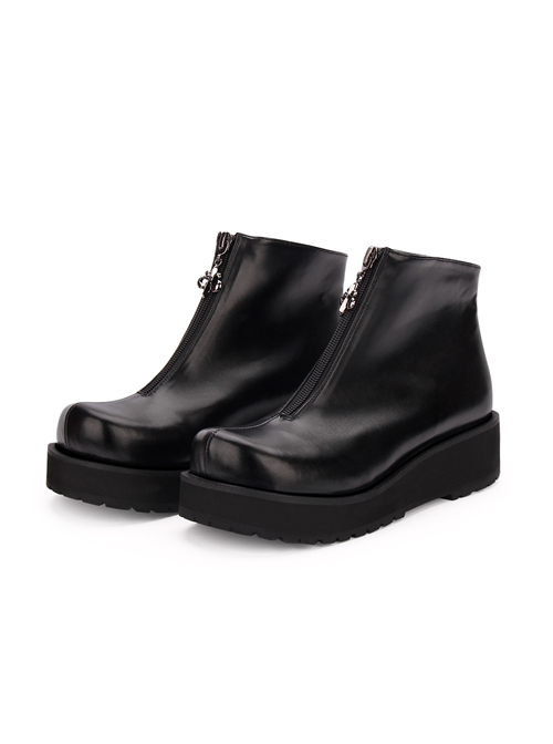 Punk Black Round-toe Zipper Gothic Lolita Boots