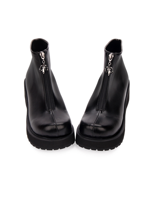 Punk Black Round-toe Zipper Gothic Lolita Boots