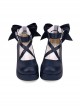 Round-toe Shallow Mouth Bowknot Cute Lolita Middle Heels Shoes