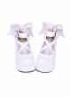Round-toe Shallow Mouth Bowknot Cute Lolita Middle Heels Shoes