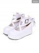 Round-toe Shallow Mouth Bowknot Cute Lolita Middle Heels Shoes