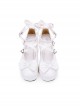 Cute Round-toe Shallow Mouth Bowknot Lolita Middle Heels Shoes