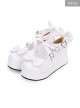 Cute Round-toe Shallow Mouth Bowknot Lolita Middle Heels Shoes