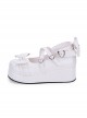 Cute Round-toe Shallow Mouth Bowknot Lolita Middle Heels Shoes