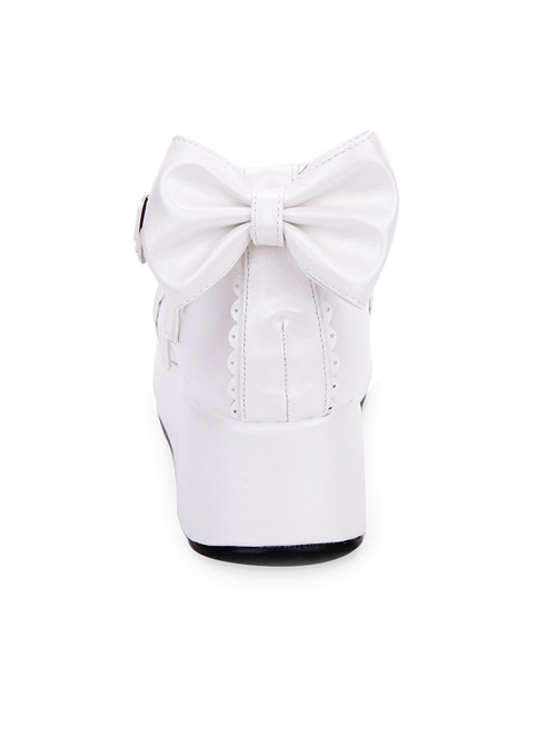 Cute Round-toe Shallow Mouth Bowknot Lolita Middle Heels Shoes