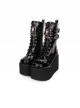 Thick Sole Black Punk Skull Decorative Side Zip Gothic Lolita Boots