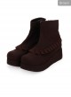 Round-toe Ruffle College Lolita Platform Booties