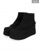 Round-toe Ruffle College Lolita Platform Booties