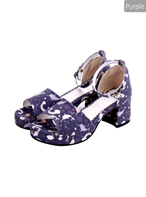 Dreamy Cute Fish Printing Round-toe Sweet Lolita Sandals