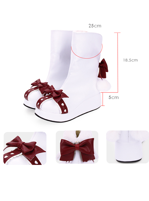 Round-toe Bowknot Plus Velvet Sweet Lolita Boots