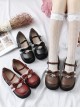 Round-toe Bowknot Lace Ruffle Cute School Lolita Thick Sole Shoes