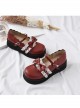 Round-toe Bowknot Lace Ruffle Cute School Lolita Thick Sole Shoes