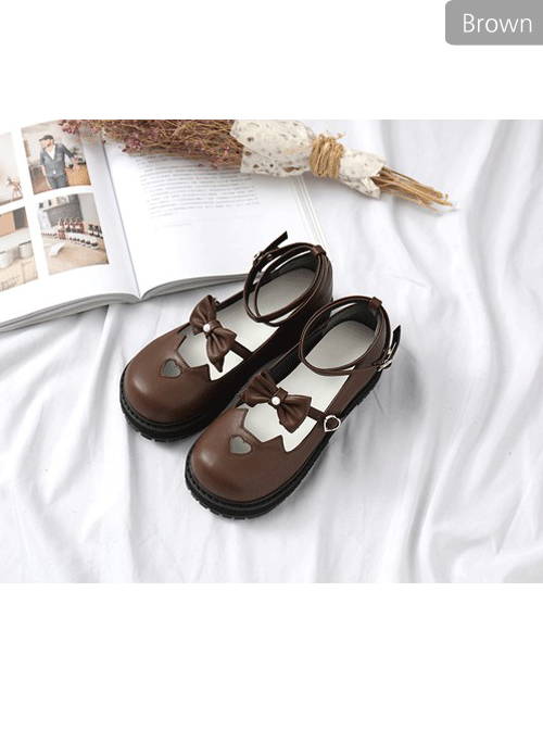 Round-toe Cute Cat Ears Bowknot Sweet Lolita Shoes