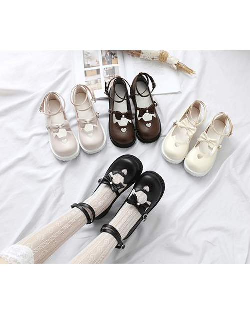 Round-toe Cute Cat Ears Bowknot Sweet Lolita Shoes