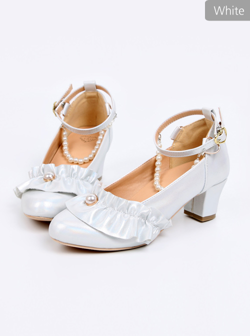 Luminous Pearl Series Ruffle Bowknot Lolita Multicolor High Heels Shoes