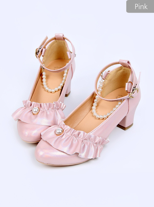 Luminous Pearl Series Ruffle Bowknot Lolita Multicolor High Heels Shoes