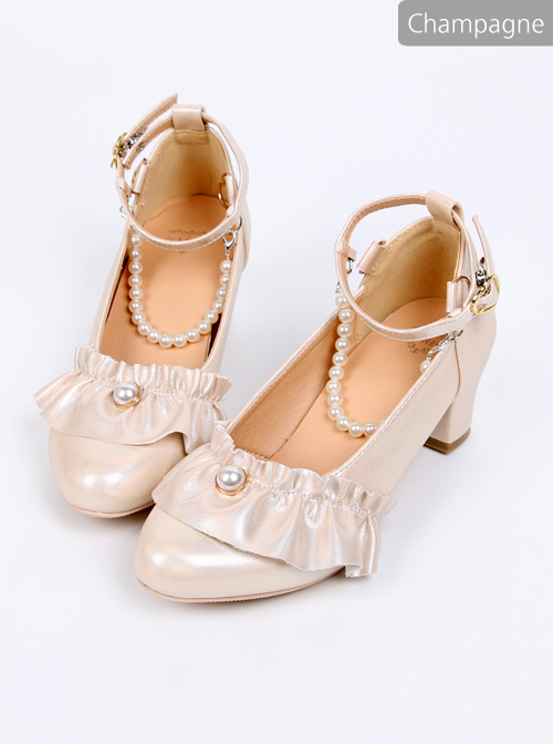 Luminous Pearl Series Ruffle Bowknot Lolita Multicolor High Heels Shoes