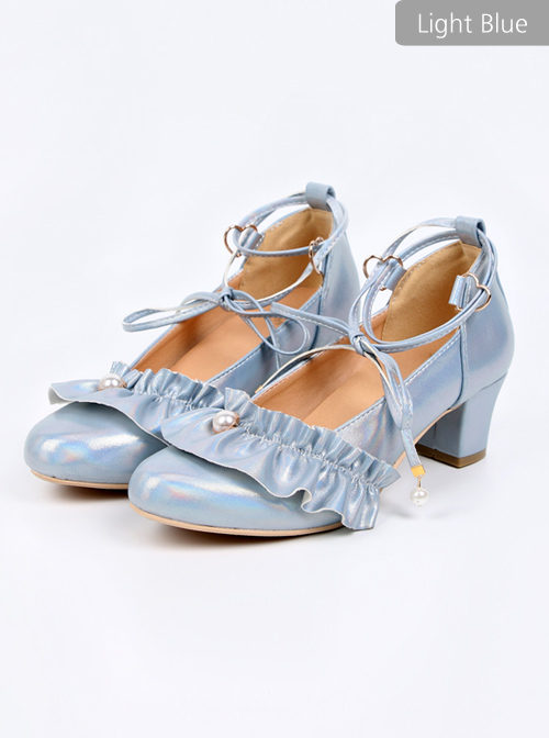 Luminous Pearl Series Ruffle Bowknot Lolita Multicolor High Heels Shoes