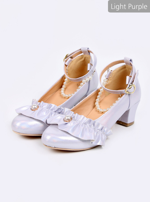 Luminous Pearl Series Ruffle Bowknot Lolita Multicolor High Heels Shoes