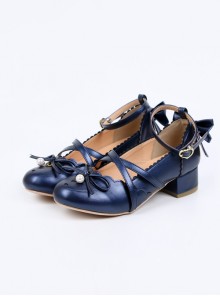 Pearlescent Color Bowknot Bead Pendant Sweet Lolita High Heel Shoes
