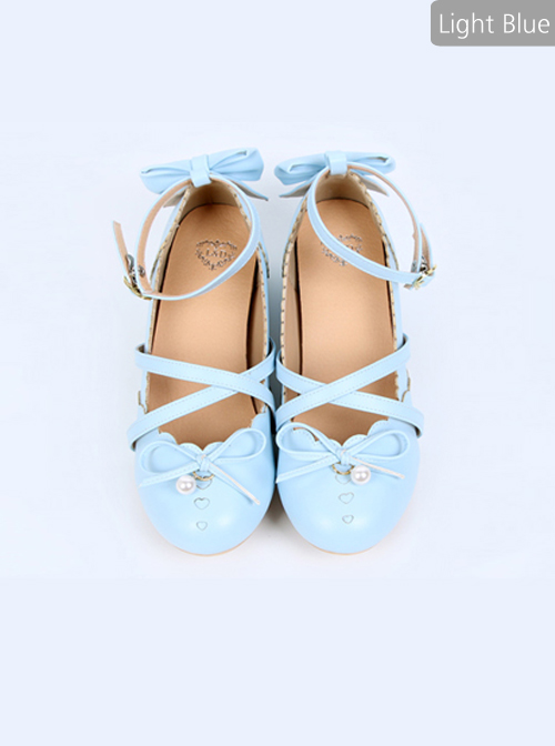 Pearlescent Color Bowknot Bead Pendant Sweet Lolita High Heel Shoes