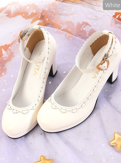 Pure White Or Black Round-Toe Elegant Classic Lolita Shoes