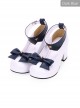 Round-toe Detachable Pentagram Bowknot Lolita Navy Shoes