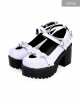 Round-toe Hollow Out Heart-shape Ruffle School Lolita High Heels Shoes