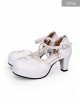 Round-toe Love Heart Lace Pearl Chain Sweet Lolita High Heels Shoes