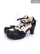 Round-toe Love Heart Lace Pearl Chain Sweet Lolita High Heels Shoes