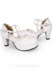 Round-toe Love Heart Lace Pearl Chain Sweet Lolita High Heels Shoes