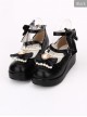 Round-toe Bowknot Pearl Chain Classic Lolita Shoes