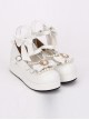 Round-toe Bowknot Pearl Chain Classic Lolita Shoes