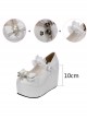 White Elegant Bride Bowknot Ornament Classic Lolita High Heel Shoes